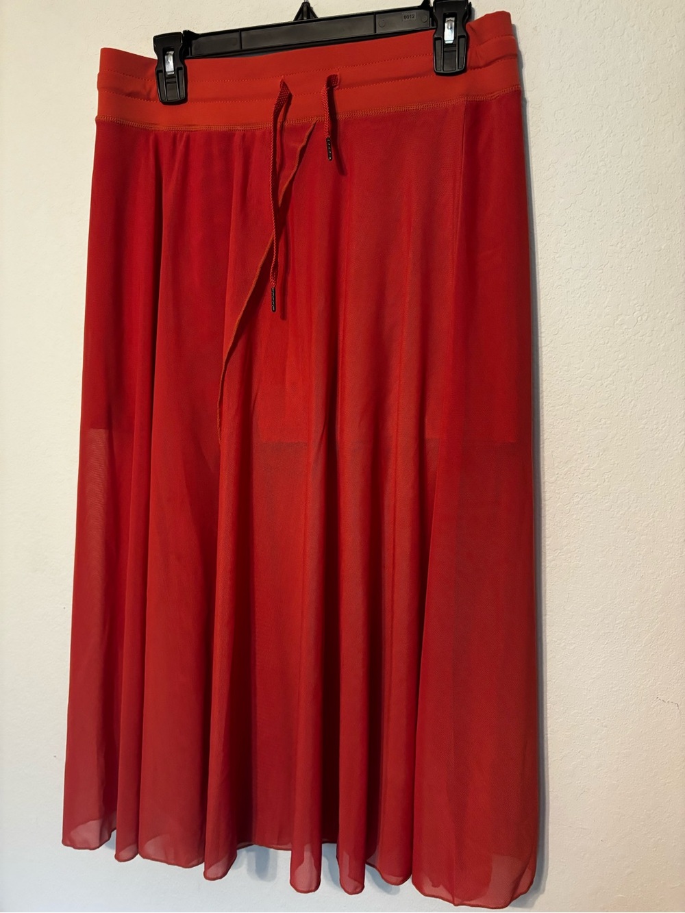 Halara Wrap Chiffon Midi Skirt L Coral Built-In Shorts Drawstring Active